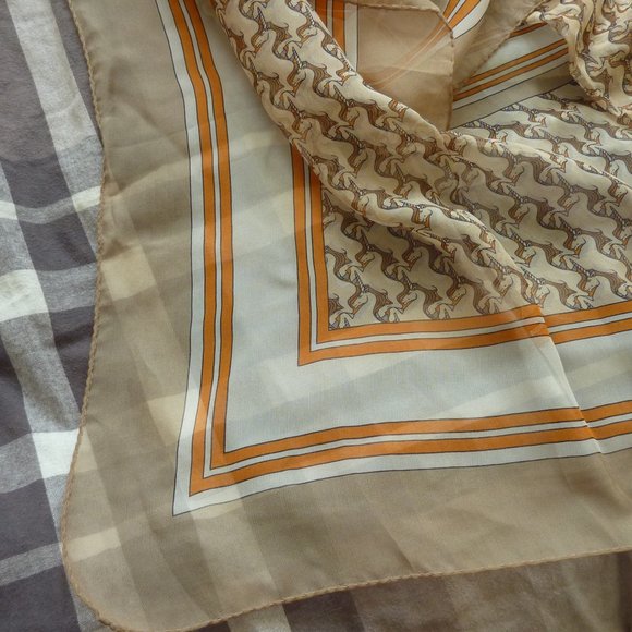 Burberry Unicorn Chiffon Pattern Silk Logo Scarf - Picture 5 of 12
